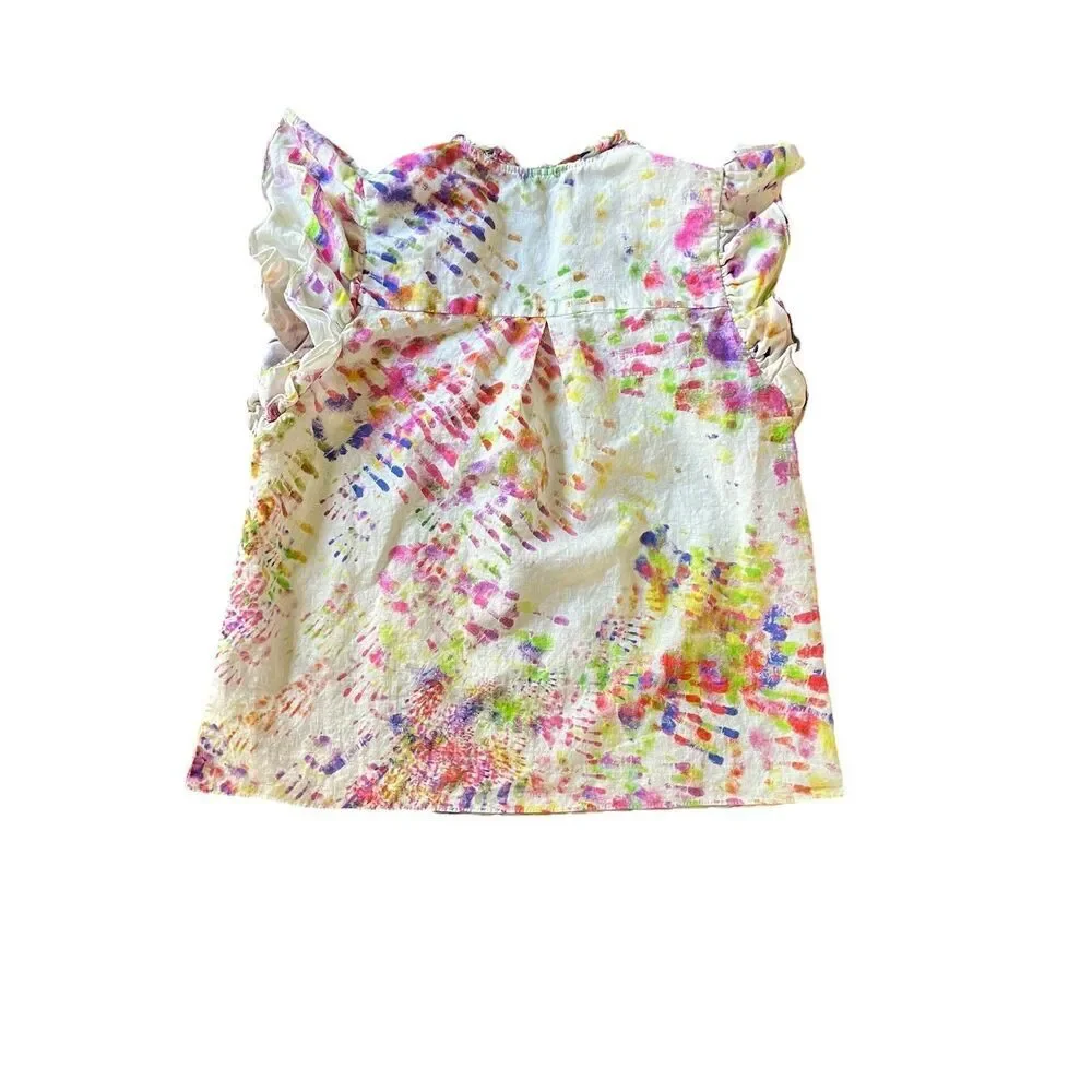 Willa Story Women’s Top Large Linen Blend Tie Dye - Picture 2 of 4
